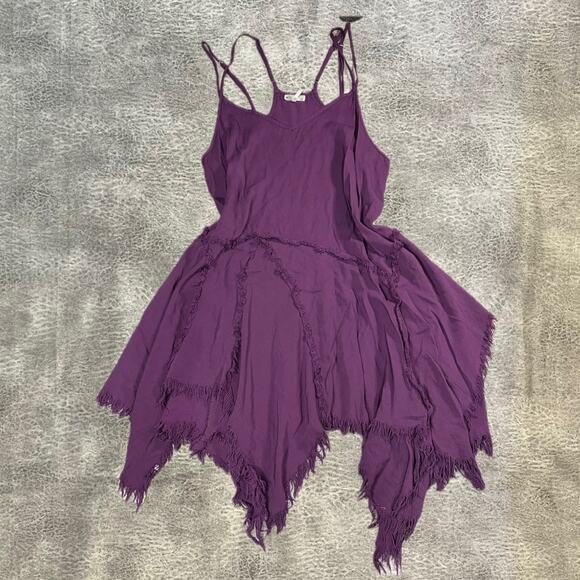 Free People Dresses & Skirts - Free People Purple Asymmetrical Distressed Mini Dress